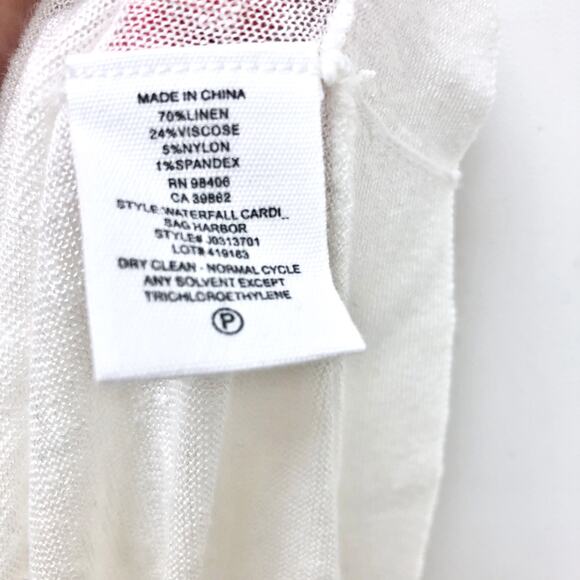 Theory Womens Sag Harbor Cardigan Small White Open Front Linen Lightweight NWT - Picture 9 of 9